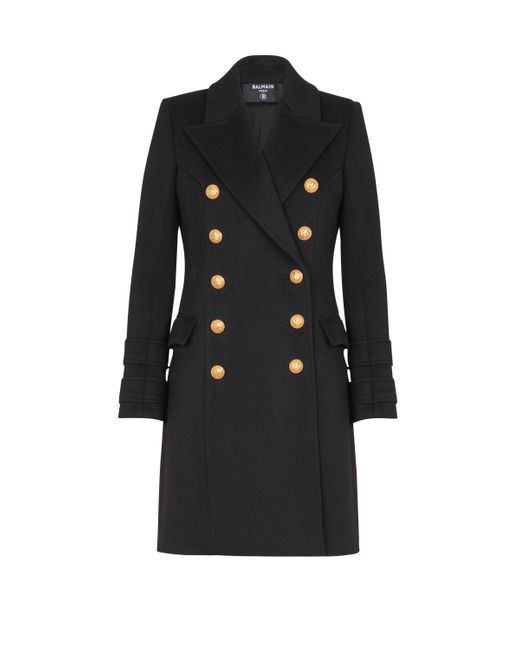 Manteau 10 Boutons En Laine Et Cachemire Balmain en coloris Black