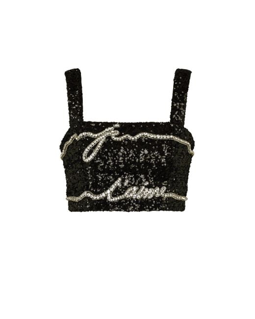 Balmain Black Kurzes Top Mit „Lettre D'Amour"-Stickerei