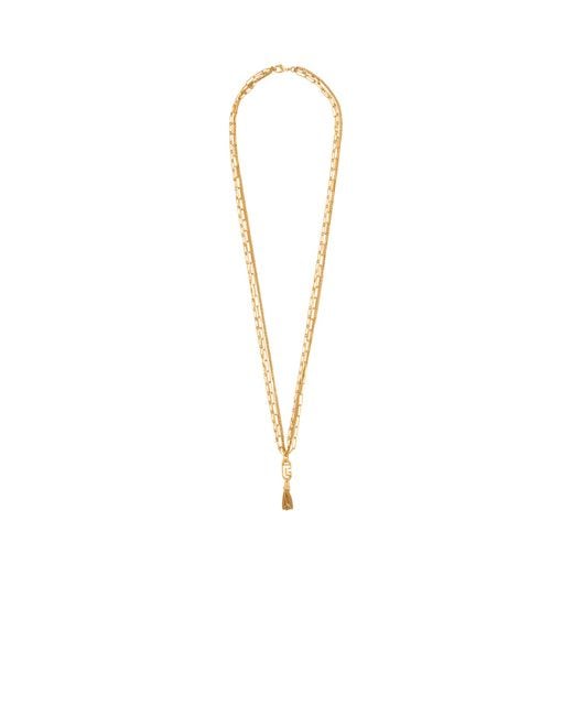 Balmain White Sync Golden Brass Long Necklace for men