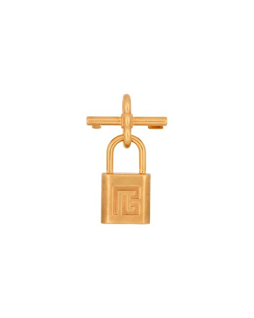 Balmain White Brass Pulse Padlock Brooch