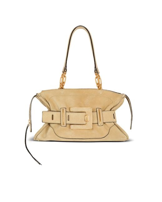 Balmain Metallic Suede Anthem Bag