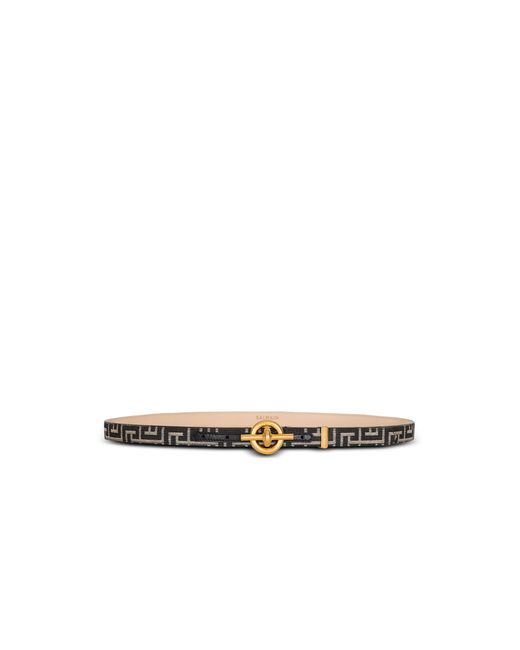 Balmain White Monogram Jacquard T-Bar Belt for men