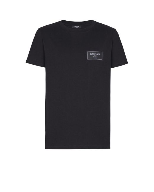 Balmain Black T-Shirt With Couture Label for men