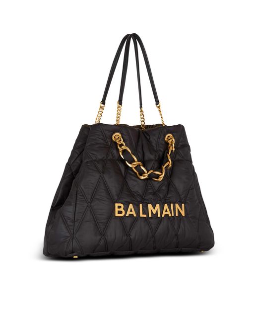 Balmain Black 1945 Soft Cabas Xxl-Grid Quilted Nylon for men