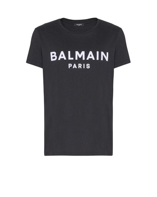 Balmain Black T-Shirt With Paris Print for men