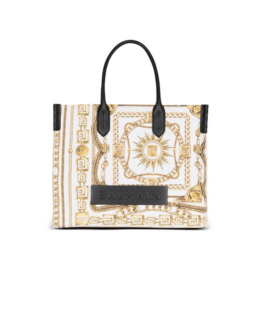 Balmain White B-Army Medium Tote Bag