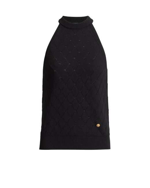 Balmain Black Sleeveless Knit Top