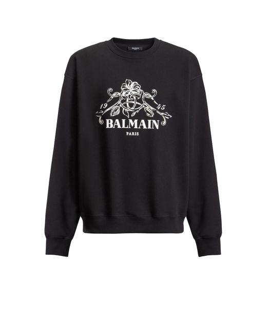 Balmain Black Printed Vine Sweatshirt for men