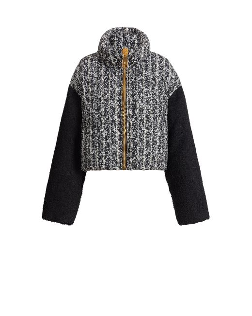 Balmain Black Padded Two-Tone Tweed Jacket