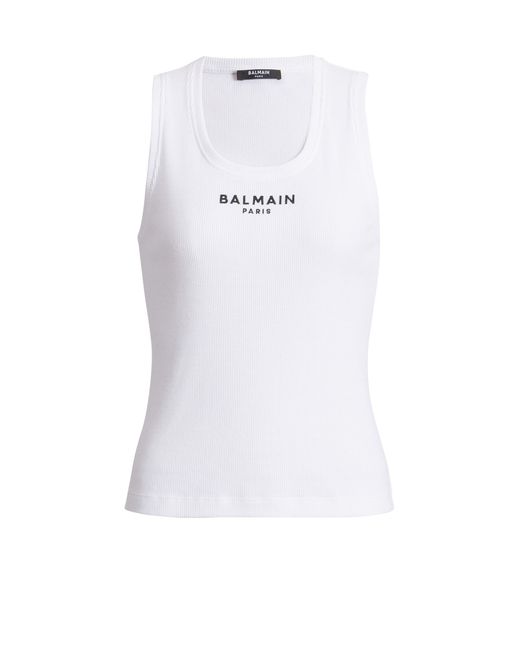 Balmain White Paris Embroidered Vest Top