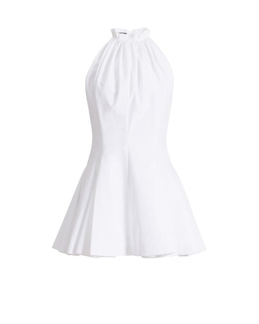 Balmain White Flared Cotton Poplin Dress