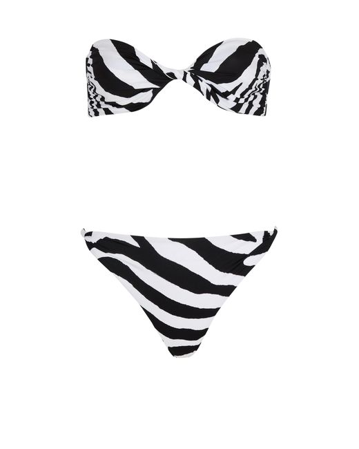 Balmain White Zebra Two-Piece Swimsuit