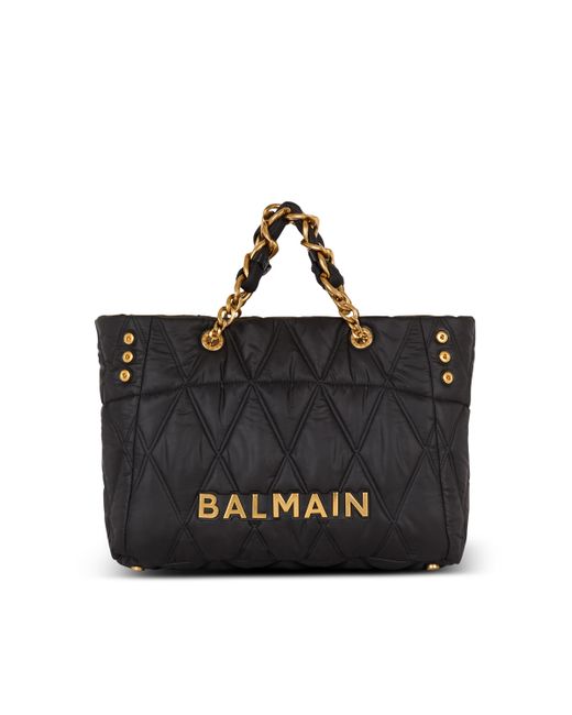 Balmain Black 1945 Soft Cabas Xxl-Grid Quilted Nylon for men