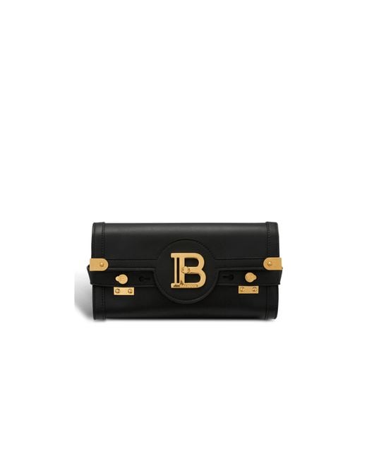 Balmain Black Smooth Leather B-Buzz 23 Clutch Bag