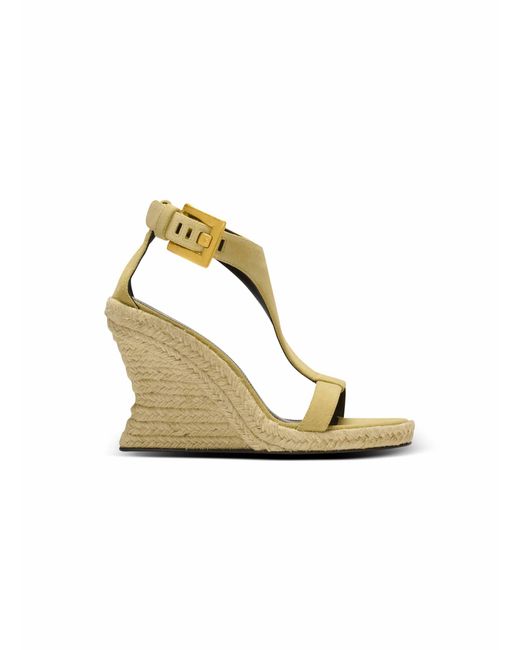 Balmain Metallic Anthem Wedge Espadrilles