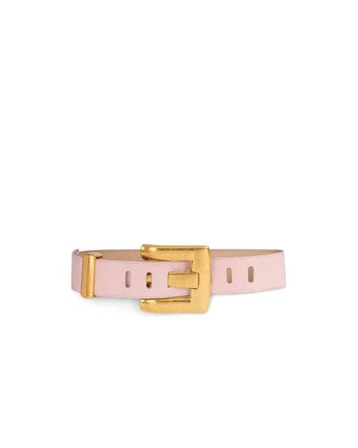 Balmain White Anthem Smooth Leather Belt