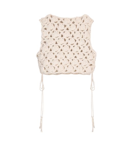 Balmain White Crochet Top