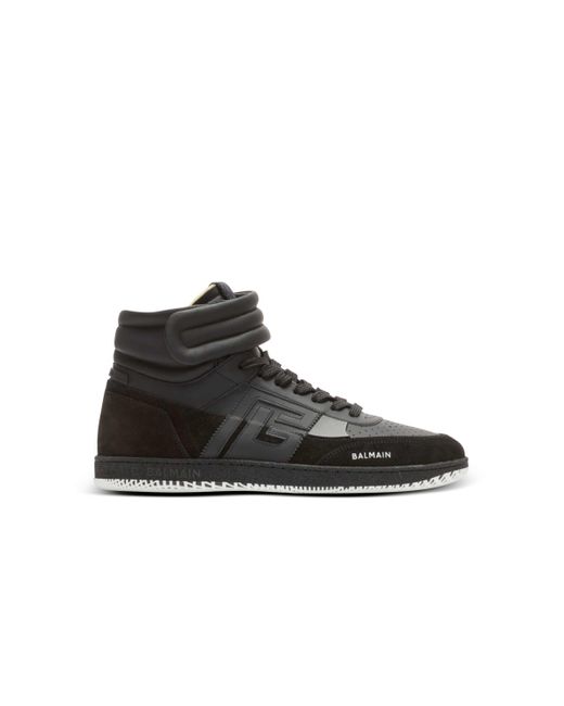 Balmain Black Swan Mid-Top Sneakers for men
