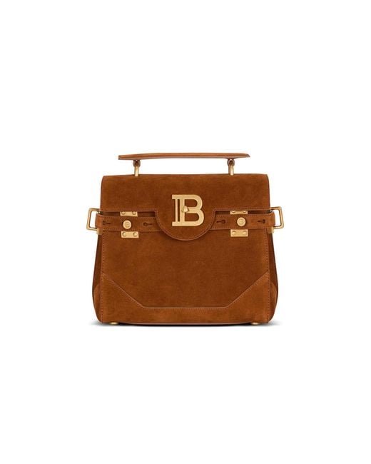 Balmain Brown Suede B-Buzz 23 Bag