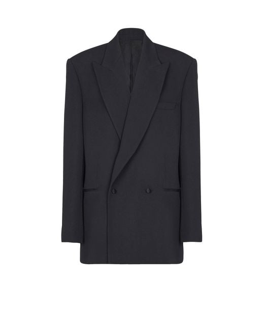 Balmain Blue Oversized Grain De Poudre Jacket