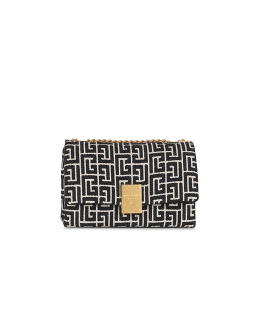 Balmain White 1945 Soft Small Monogrammed Canvas Bag