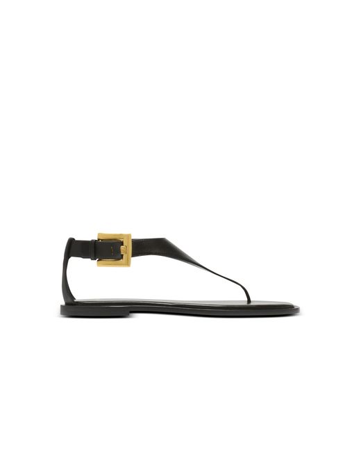 Balmain Black Anthem Flat Toe-Post Sandals
