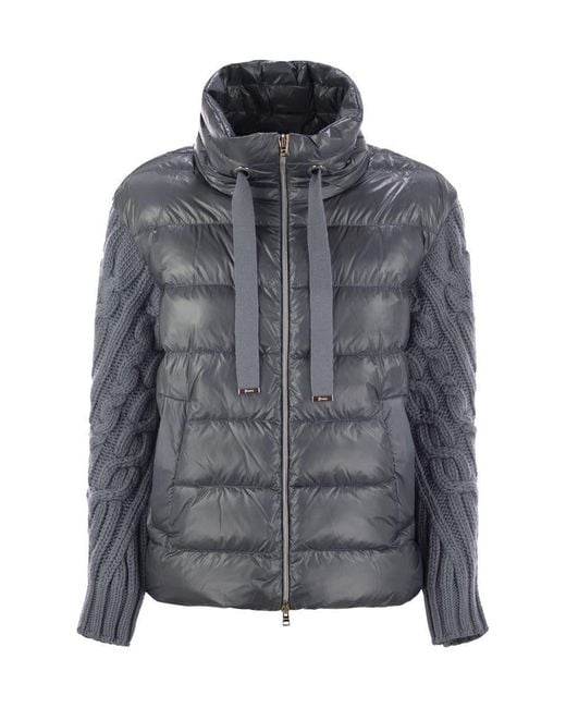 Herno Gray Ultralight Nylon And Wool Jacket