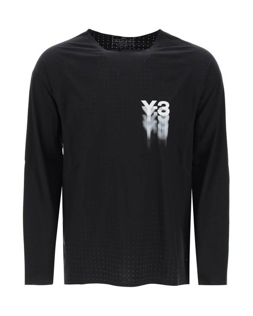 Y-3 Black Y-3 Long-Sleeved Perforated Jersey T for men