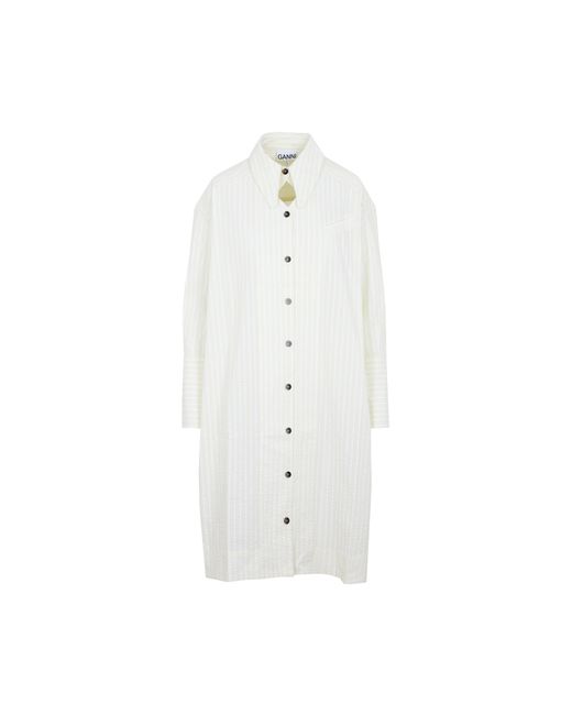 ganni seersucker dress green
