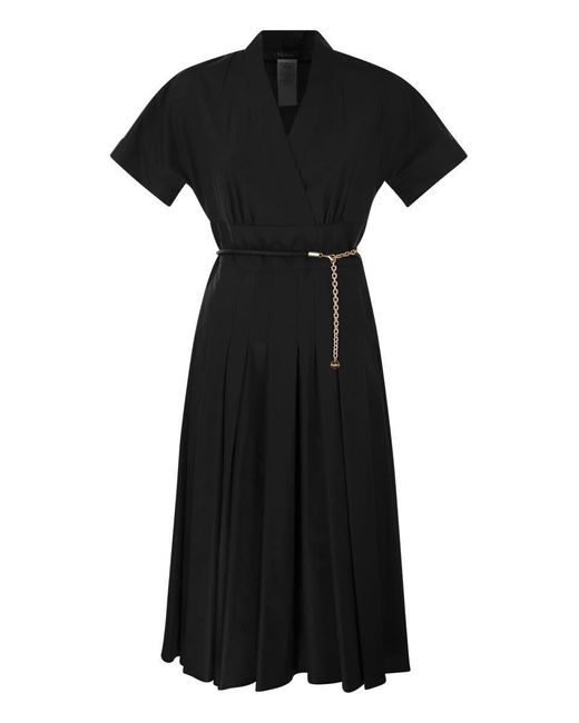 Max Mara Studio Black Alatri - Crossed Poplin Dress