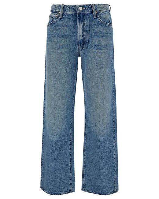 Mother Blue 'The Doudger' Light Straight Jeans With Logo Label