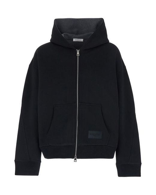 Givenchy Blue Sweatshirt With Logo Patch On The Front And Kangaroo Pocket for men