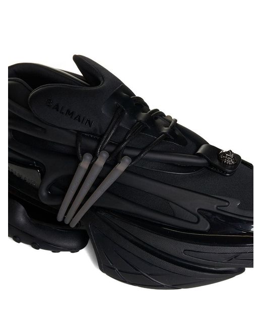 Balmain Black Smooth Leather Logo Sneakers. for men
