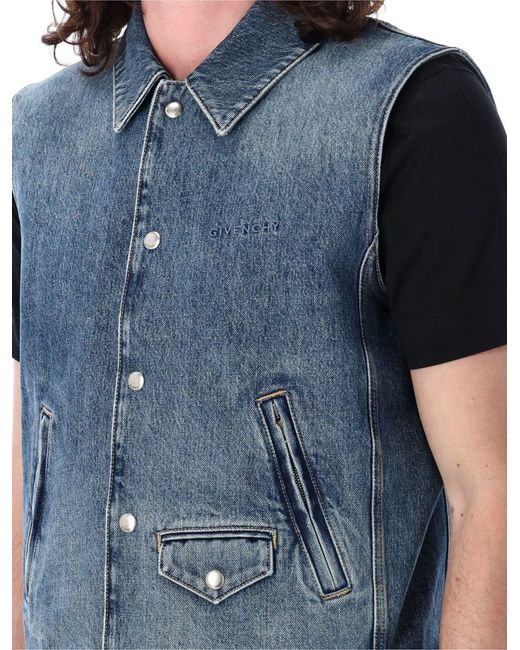 Givenchy Blue Sleeveless Denim Vest for men