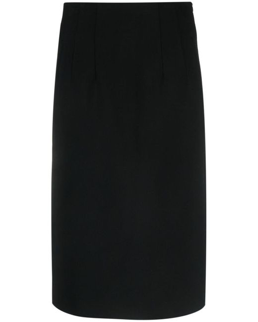 Peserico Black High-waist Straight Midi Skirt
