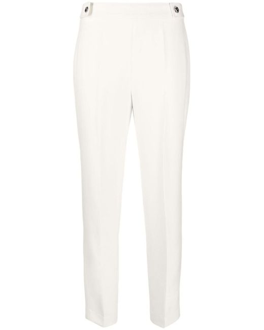 Boss White Pressed-crease Tapered Trousers