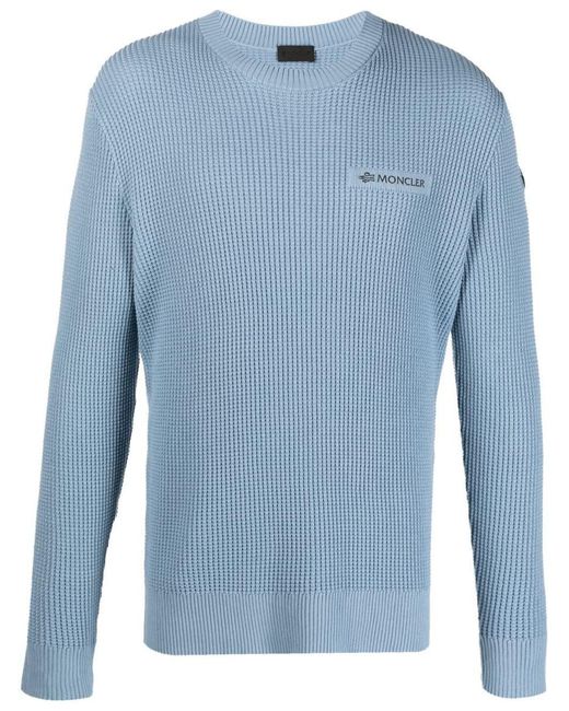 Moncler Blue Sweater With Logo for men