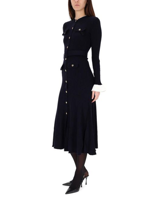 Self-Portrait Blue Midi Dress With Belt