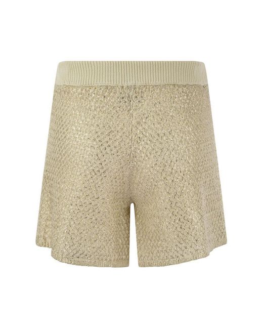 Peserico Natural Shorts In Laminated Linen-cotton Mélange Yarn
