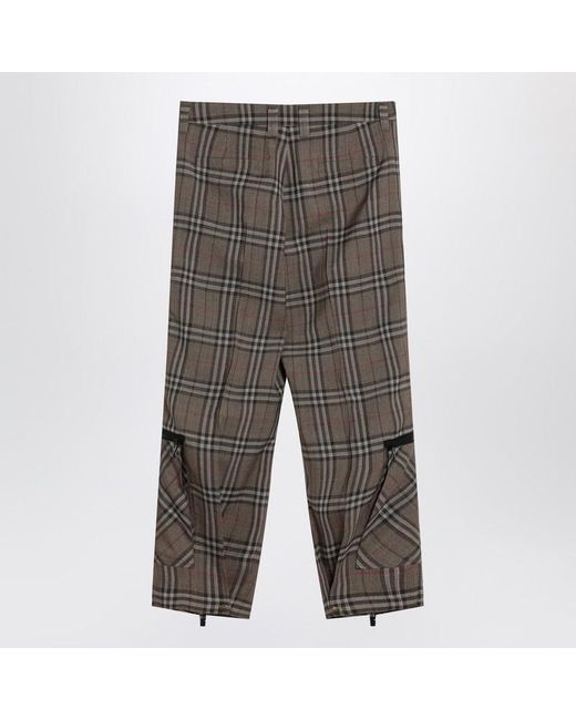 Burberry Gray Cargo Pants Check Pattern for men