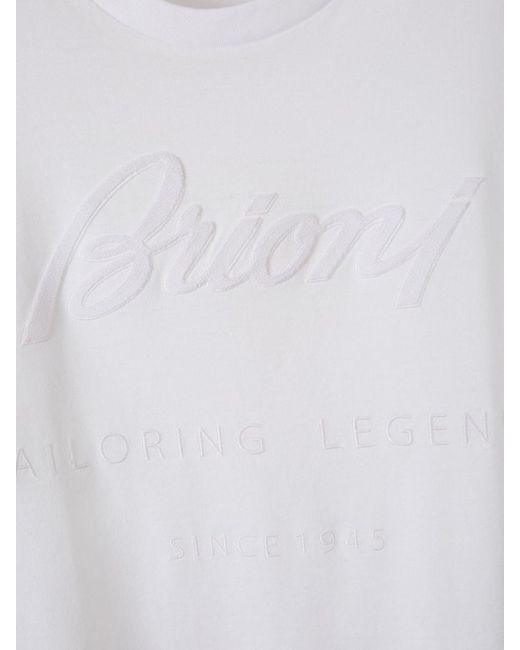 Brioni White Embossed Logo T-shirt for men