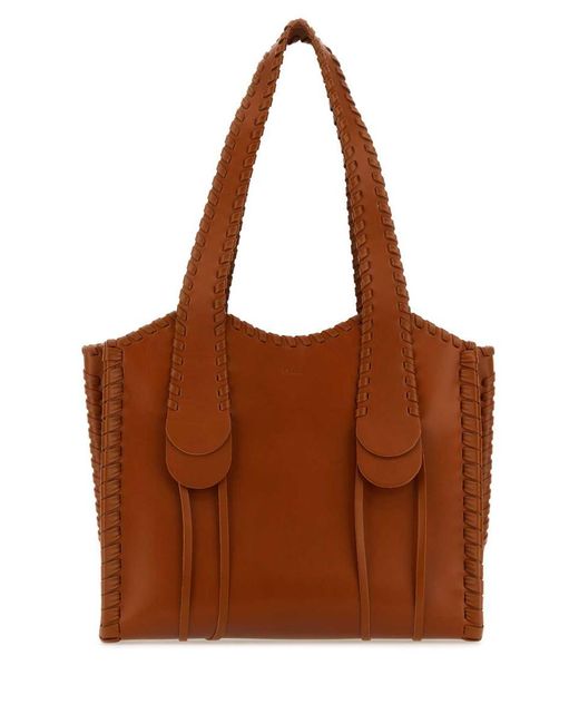 Chloé Brown Caramel Leather Medium Mony Shopping Bag
