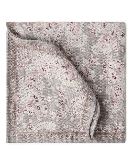 Brunello Cucinelli Gray Silk And Linen Square Pocket Handkerchief for men