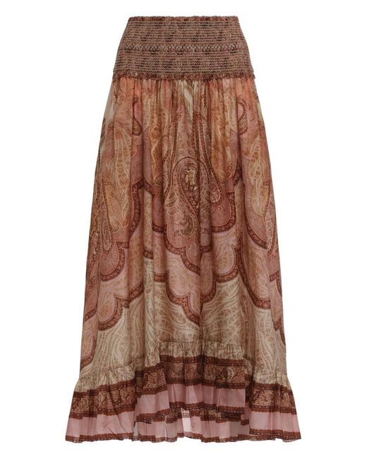 Zimmermann Brown Maxi Skirt With Ruffles Wanderlust