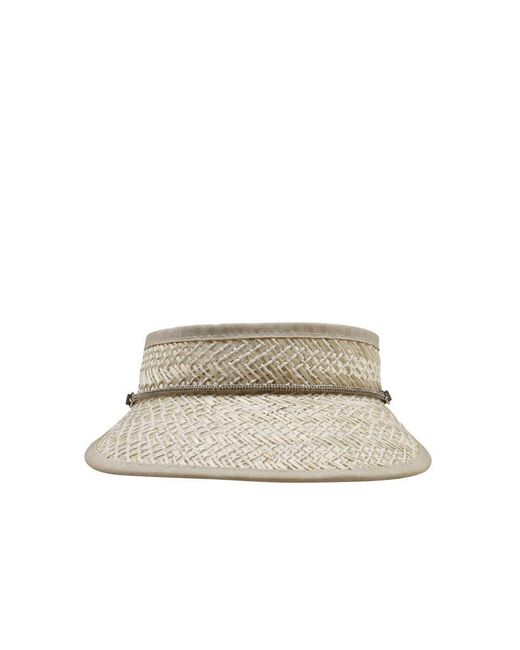 Peserico Raffia Visor Edged With Punto Luce Detail in Natural | Lyst