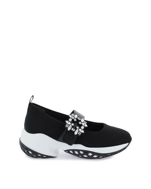 Roger Vivier Black Viv Run Strass Buckle Hybrid Slip-ons