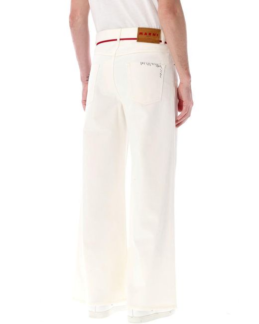 Marni White Cotton Woven Pants for men