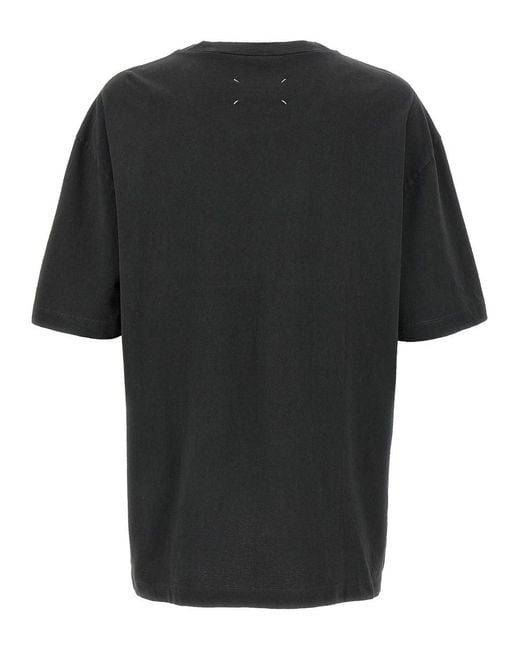 Maison Margiela Black T-Shirt With Embroidered Logo for men