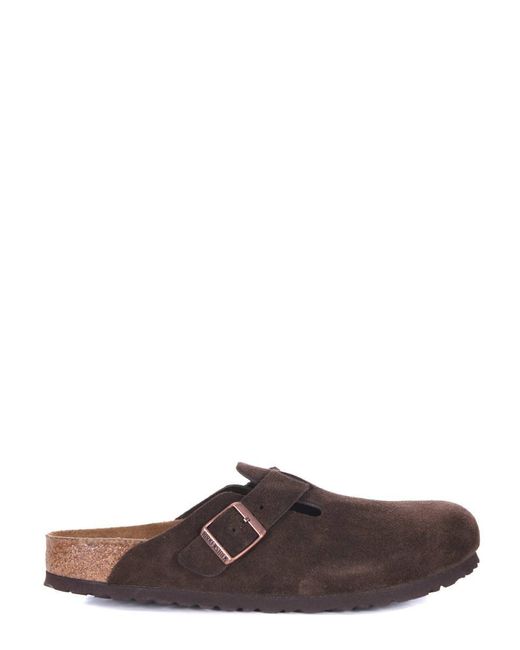 Birkenstock Brown "Boston" Suede Slippers for men