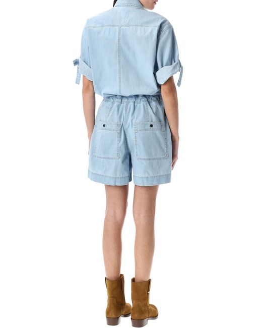 Isabel Marant Blue Relaxed Fit Cotton Chambray Jumpsuit